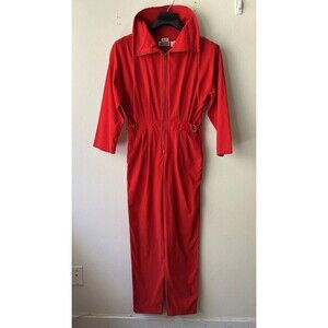 Vintage '80s Saint Germain Red Corduroy Jumpsuit One-Piece Coverall Small